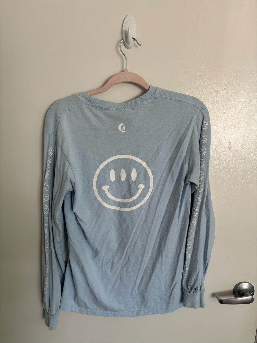 Glossier Light Blue Long Sleeve Smile Tee